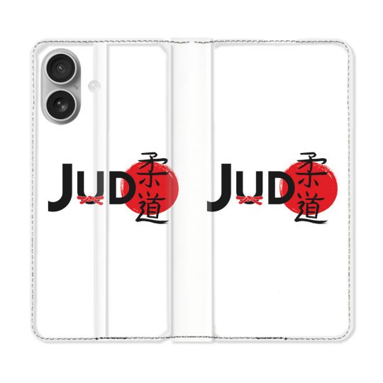 Housse Cuir Portefeuille Pour Iphone 16 Sport Judo Logo