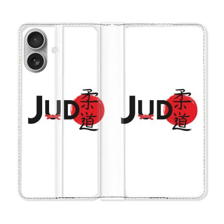 Housse Cuir Portefeuille Pour Iphone 16 Sport Judo Logo