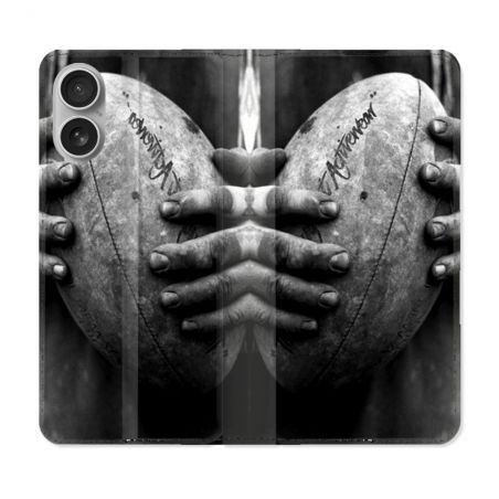 Housse Cuir Portefeuille Pour Iphone 16 Sport Rugby Ballon Vintage