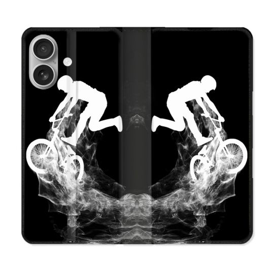 Housse Cuir Portefeuille Pour Iphone 16 Sport VTT Noir