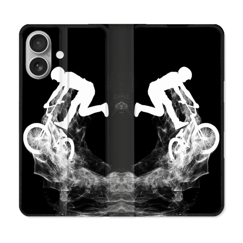 Housse Cuir Portefeuille Pour Iphone 16 Sport VTT Noir