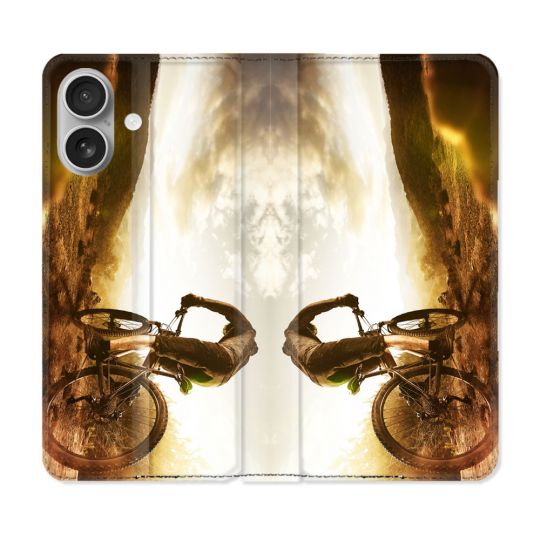 Housse Cuir Portefeuille Pour Iphone 16 Sport VTT Soleil