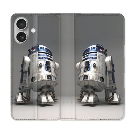 Housse Cuir Portefeuille Pour Iphone 16 Star Wars - R2D2