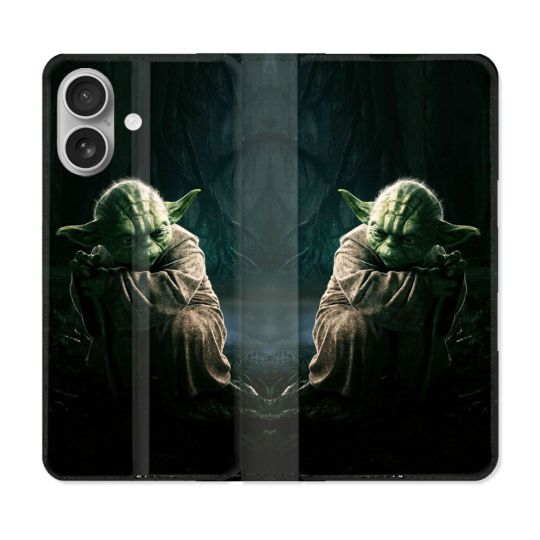 Housse Cuir Portefeuille Pour Iphone 16 Star Wars - Yoda sombre