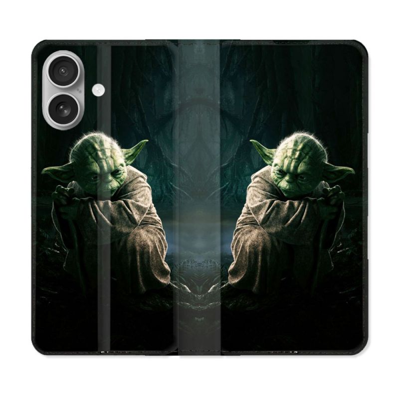 Housse Cuir Portefeuille Pour Iphone 16 Star Wars - Yoda sombre