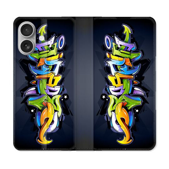 Housse Cuir Portefeuille Pour Iphone 16 Street Art Graffiti