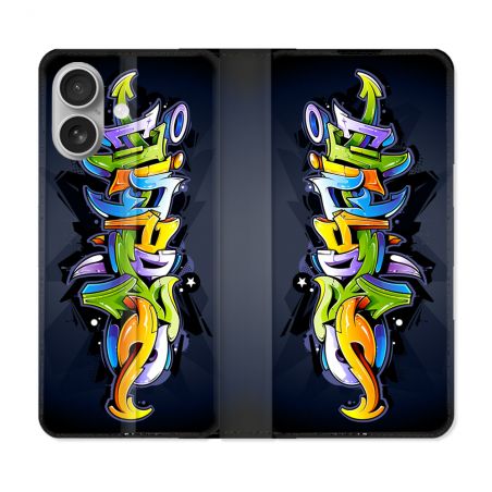 Housse Cuir Portefeuille Pour Iphone 16 Street Art Graffiti