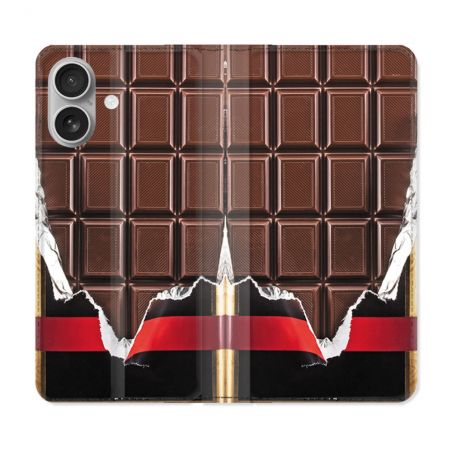 Housse Cuir Portefeuille Pour Iphone 16 Texture Trompe Oeil Chocolat