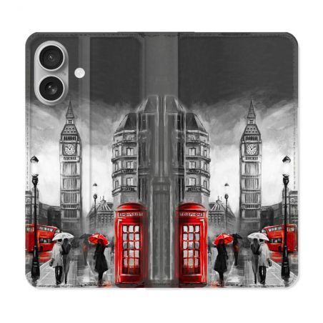 Housse Cuir Portefeuille Pour Iphone 16 Voyage Angleterre Londres Vintage