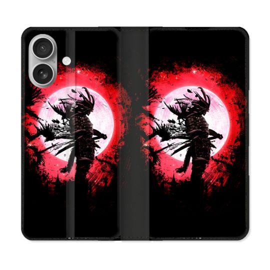Housse Cuir Portefeuille Pour Iphone 16 Voyage Japon Samourai