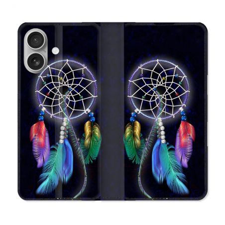 Housse Cuir Portefeuille Pour Iphone 16 Zen Attrape Reve Multicolore