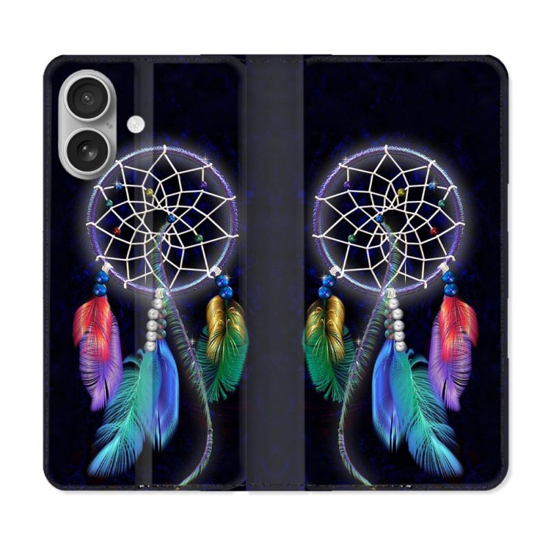Housse Cuir Portefeuille Pour Iphone 16 Zen Attrape Reve Multicolore