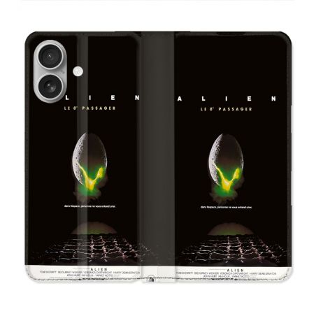 Housse Cuir Portefeuille Pour Iphone 16 Plus Alien Affiche