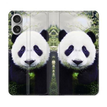 Housse Cuir Portefeuille Pour Iphone 16 Plus Animal Panda Color