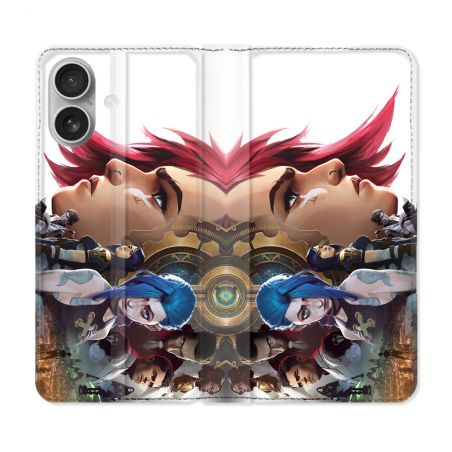 Housse Cuir Portefeuille Pour Iphone 16 Plus Arcane Jynx Sœur