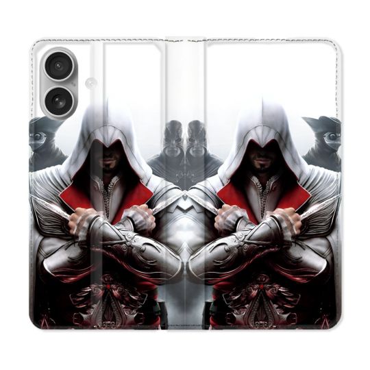 Housse Cuir Portefeuille Pour Iphone 16 Plus Assassin Creed Mask