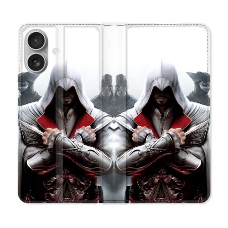 Housse Cuir Portefeuille Pour Iphone 16 Plus Assassin Creed Mask