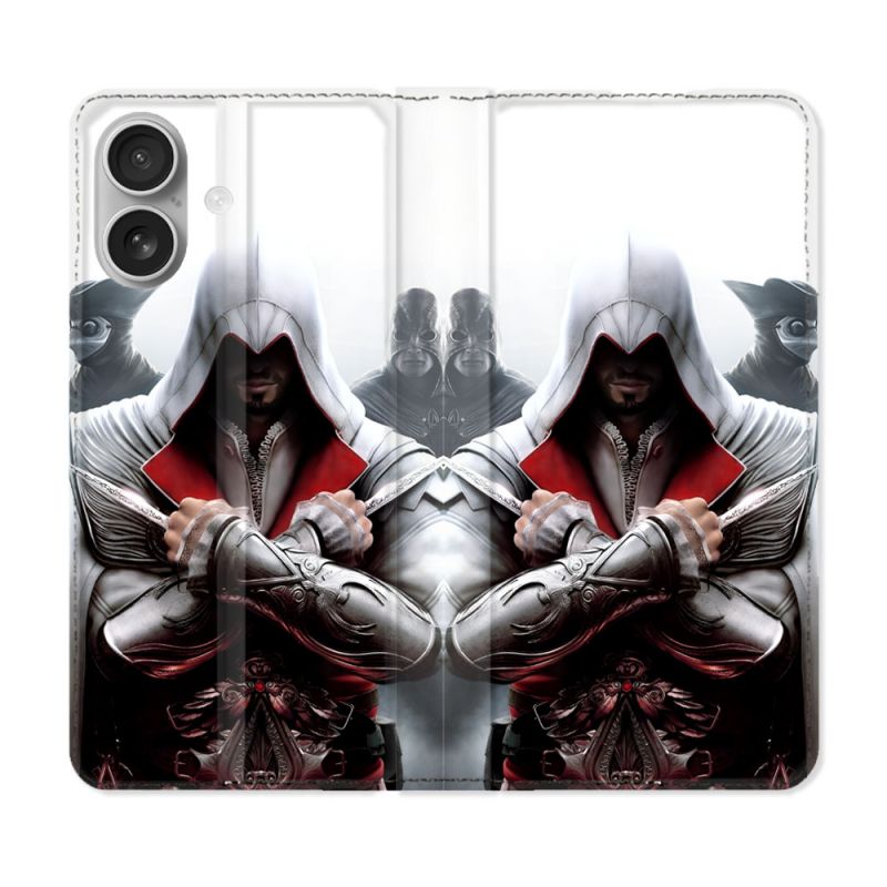 Housse Cuir Portefeuille Pour Iphone 16 Plus Assassin Creed Mask