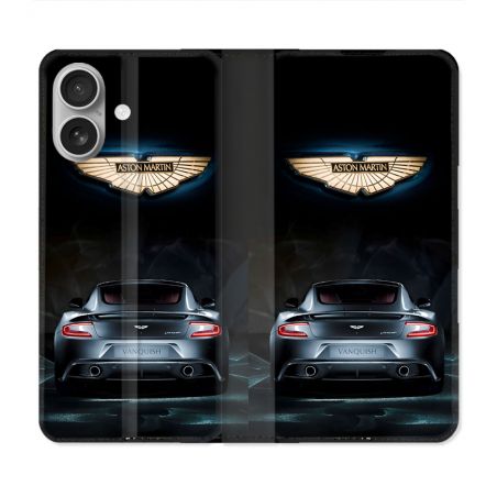 Housse Cuir Portefeuille Pour Iphone 16 Plus Aston Martin