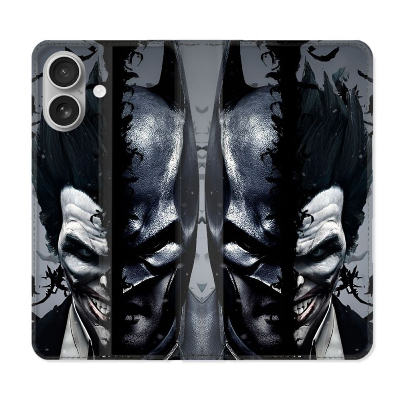Housse Cuir Portefeuille Pour Iphone 16 Plus Batman Joker