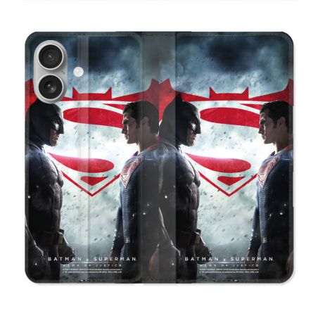 Housse Cuir Portefeuille Pour Iphone 16 Plus Batman VS Superman