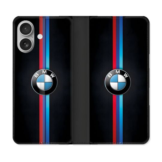 Housse Cuir Portefeuille Pour Iphone 16 Plus BMW Logo