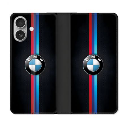 Housse Cuir Portefeuille Pour Iphone 16 Plus BMW Logo