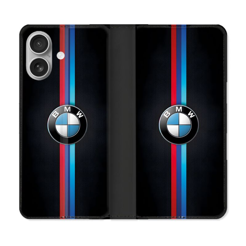 Housse Cuir Portefeuille Pour Iphone 16 Plus BMW Logo
