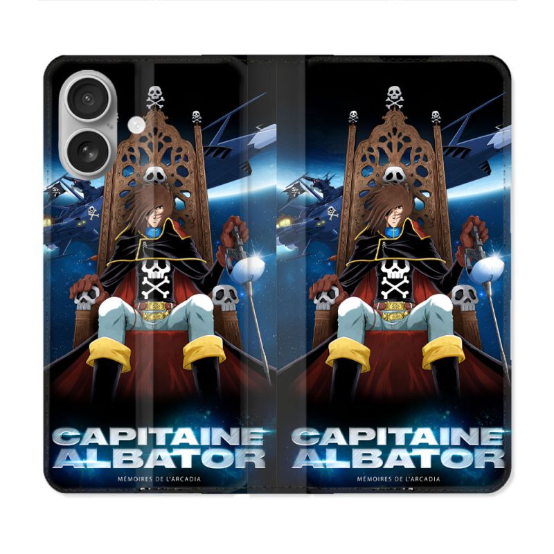 Housse Cuir Portefeuille Pour Iphone 16 Plus Capitaine Albator