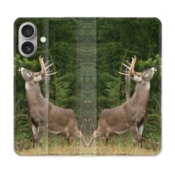 Housse Cuir Portefeuille Pour Iphone 16 Plus Chasse Cerf