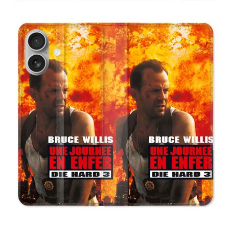 Housse Cuir Portefeuille Pour Iphone 16 Plus Die Hard Affiche
