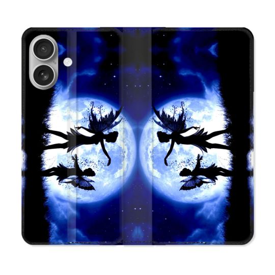Housse Cuir Portefeuille Pour Iphone 16 Plus Fantastique Fee Lune