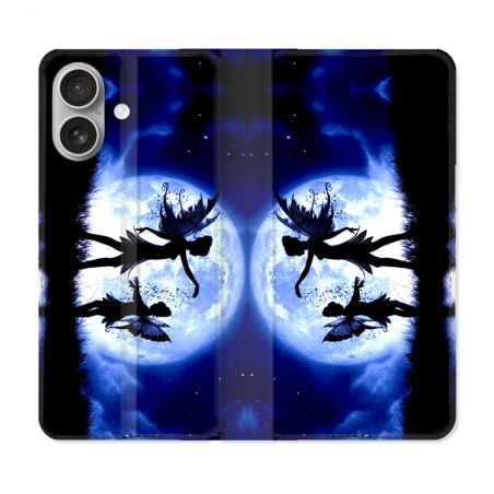 Housse Cuir Portefeuille Pour Iphone 16 Plus Fantastique Fee Lune