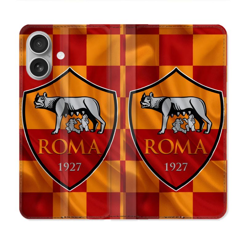 Housse Cuir Portefeuille Pour Iphone 16 Plus Foot As Roma
