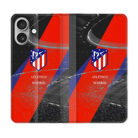 Housse Cuir Portefeuille Pour Iphone 16 Plus Foot Athletico Madrid