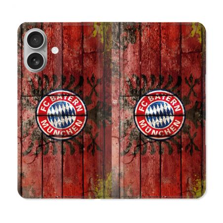 Housse Cuir Portefeuille Pour Iphone 16 Plus Foot Bayern Munich Drapeau