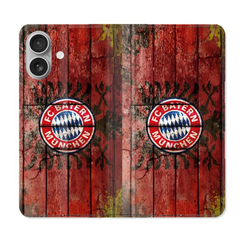 Housse Cuir Portefeuille Pour Iphone 16 Plus Foot Bayern Munich Drapeau