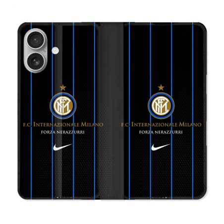 Housse Cuir Portefeuille Pour Iphone 16 Plus Foot Inter Milan