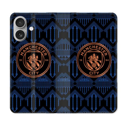 Housse Cuir Portefeuille Pour Iphone 16 Plus Foot Manchester City