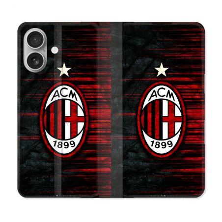 Housse Cuir Portefeuille Pour Iphone 16 Plus Foot Milan AC