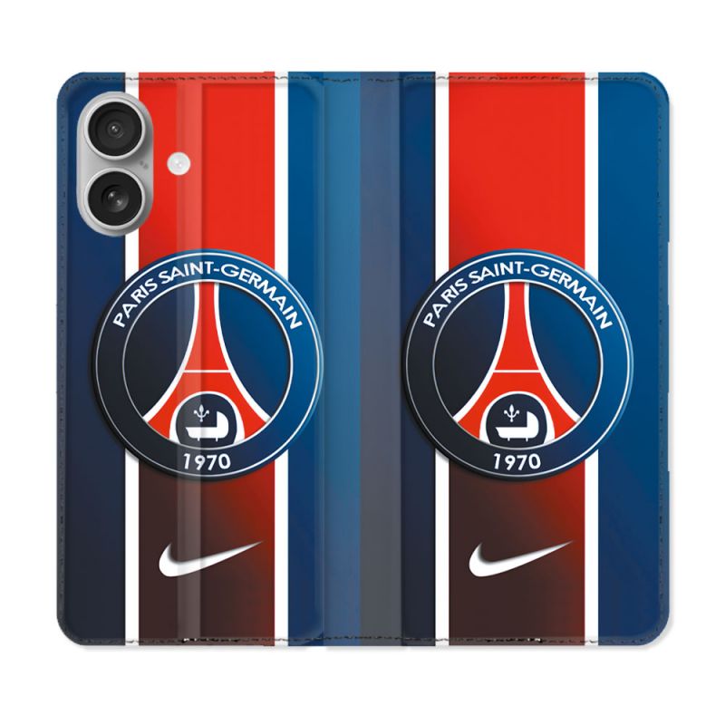 Housse Cuir Portefeuille Pour Iphone 16 Plus Foot PSG 1970
