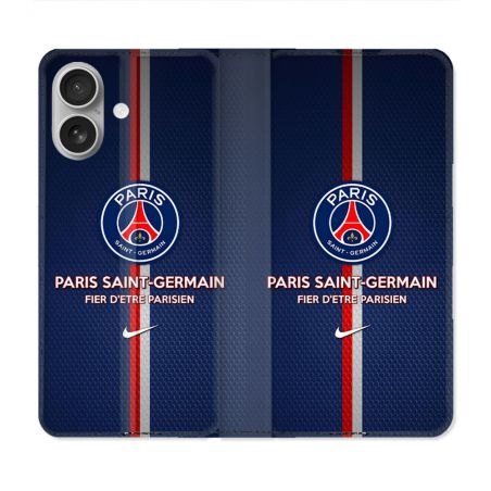 Housse Cuir Portefeuille Pour Iphone 16 Plus Foot PSG Fier