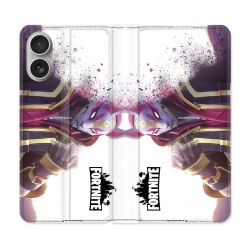 Housse Cuir Portefeuille Pour Iphone 16 Plus Fortnite Blanc