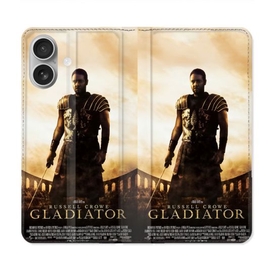 Housse Cuir Portefeuille Pour Iphone 16 Plus Gladiator Affiche
