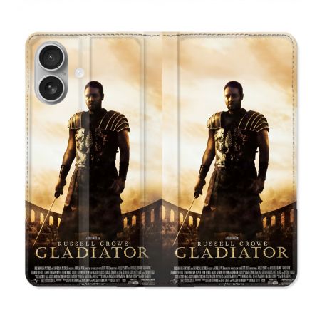 Housse Cuir Portefeuille Pour Iphone 16 Plus Gladiator Affiche