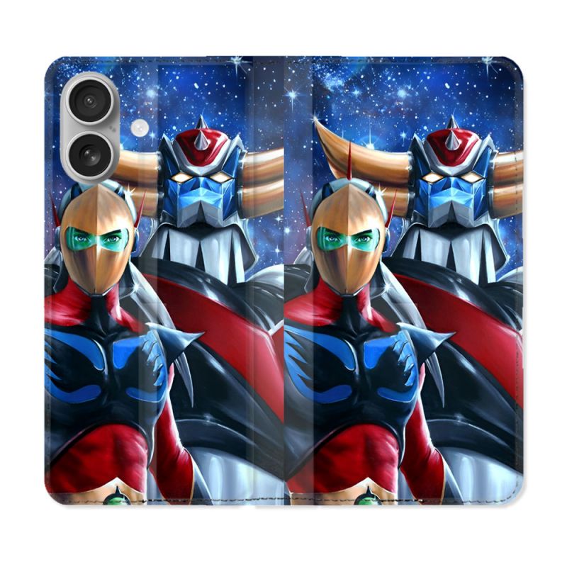 Housse Cuir Portefeuille Pour Iphone 16 Plus Goldorak