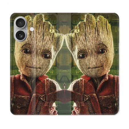 Housse Cuir Portefeuille Pour Iphone 16 Plus Groot Vert