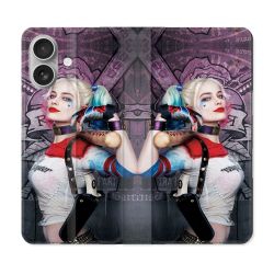Housse Cuir Portefeuille Pour Iphone 16 Plus Harley Quinn Batte