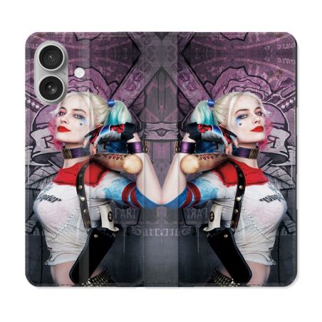 Housse Cuir Portefeuille Pour Iphone 16 Plus Harley Quinn Batte
