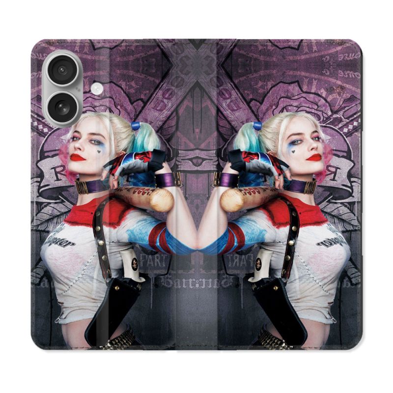 Housse Cuir Portefeuille Pour Iphone 16 Plus Harley Quinn Batte